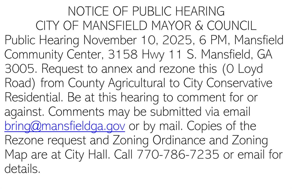 City of Mansfield Public Hearing